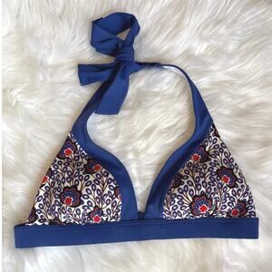 Boden Vibrant Blue Floral Triangle Halter Neck Bikini Top Size 10